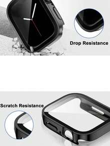 Huastonband 1個 3D 傾斜 PC 硬質材料手錶保護殼附螢幕保護貼，相容於 Ultra SE S9/8/7/6/5/4/3/2/1 系列，38mm 40mm 41mm 42mm 44mm 45mm 49mm，智慧手錶配件，男女通用配件，適合夏季海灘活動與聚會，母親節、教師節、畢業禮及同學禮物 - 黑色 - 查看 3
