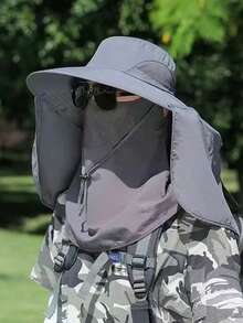 1 st. herr sommarsolhatt, solskyddshatt för utomhusfiske med ansiktsmask, UV-skyddande - hinkhatt - Visa 6