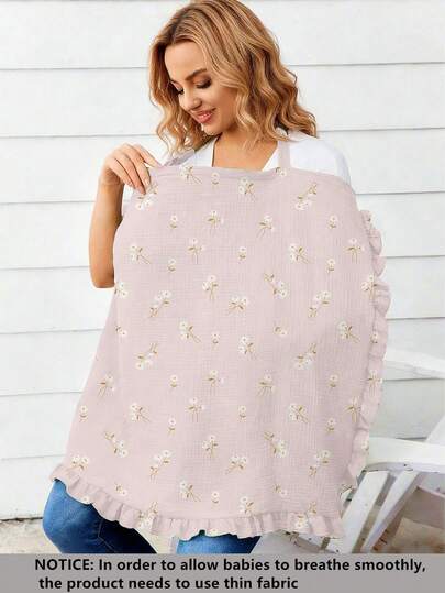 1 pieza Cubierta de lactancia cómoda y transpirable, multifuncional, anti-espionaje de algodón puro con estampado delicado, chal de lactancia, camisa de lactancia para mamás, delantal de lactancia, adecuado para todas las estaciones