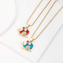 1件彩色锆石18K镀金铜鸟形吊坠项链，奢华珠宝，简约设计，优雅女士礼物 - 吊墜項鍊 - 查看 1