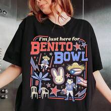 VintageHOT!2026 Benito Bowl Bad#94 Bunny Gift Football Fansummer Tops - 黑色 - 查看 6