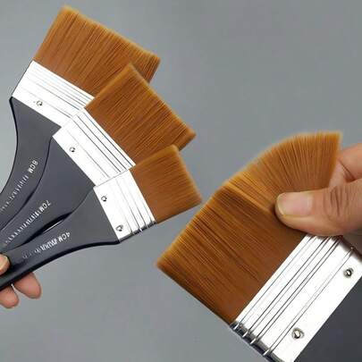 Pinceles de pintura de cabeza ancha de nailon, adecuados para pintura acrílica, óleo, boceto, acuarela, suministros de arte, esenciales para volver a la escuela