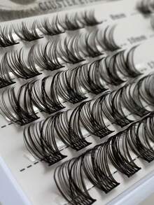 60片D型卷翘DIY假睫毛，自然卷翘，轻盈柔软，方便携带，新手友好，易于使用，可重复使用，8/10/12/14/16mm混合卷翘睫毛簇，睫毛簇，单根假睫毛，假睫毛 - D - 查看 7