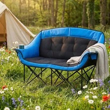 Double Camping Chair - Heated Loveseat Chair For 2 Person Heavy Duty Portable Padded Camping Couch Portable Folding Chairs For Adults Outdoor Sports Lawn - 彩色 - 查看 2