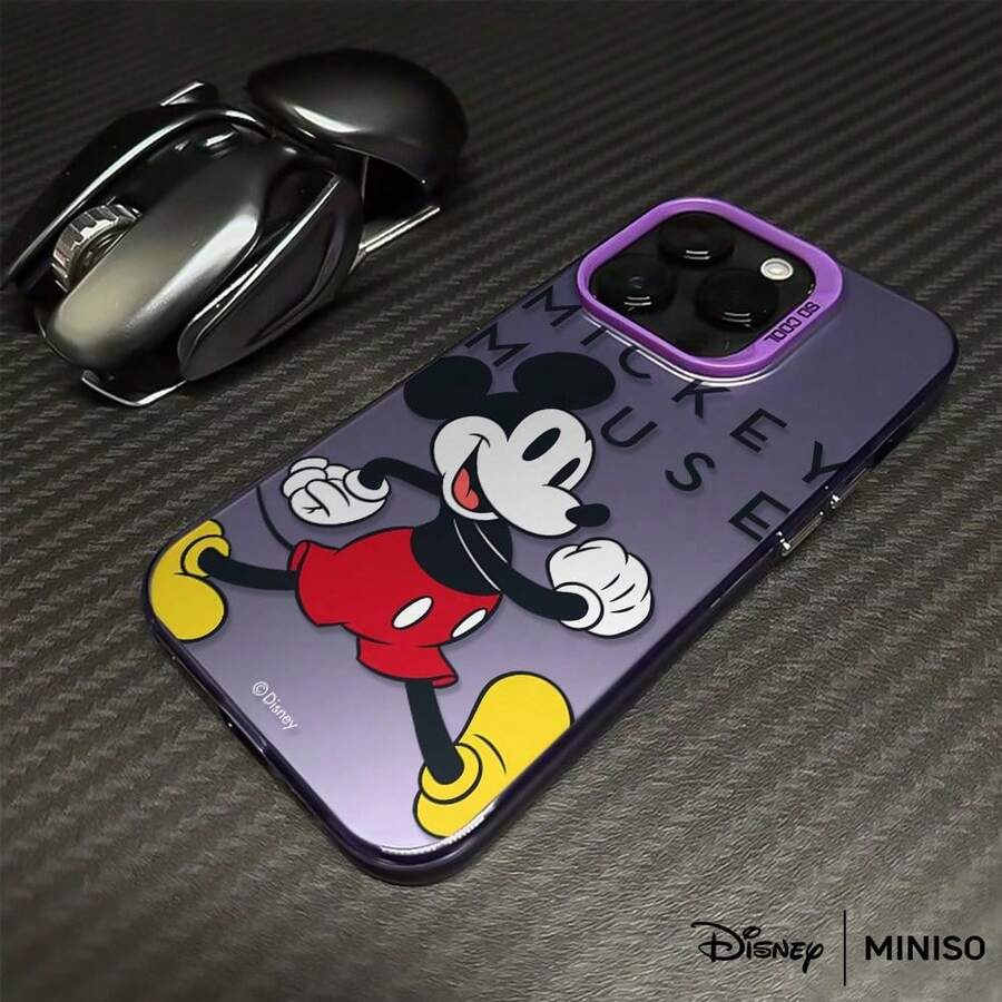 Miniso 迪士尼米奇经典红色短裤设计手机壳，适用于 iPhone 17/17 Pro/17 Pro Max/17 Air/16/15/14/13/12/11/X 系列，iPhone 17 Pro Max 手机壳，iPhone 17 Pro 手机壳，iPhone 17 手机壳，圣诞礼物，送给女朋友 - 紫色 - 查看 1