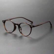 高端品牌经典手工圆形醋酸纤维光学眼镜，男士复古眼镜框，男士配饰，透明眼镜配件 - 彩色 - 查看 1