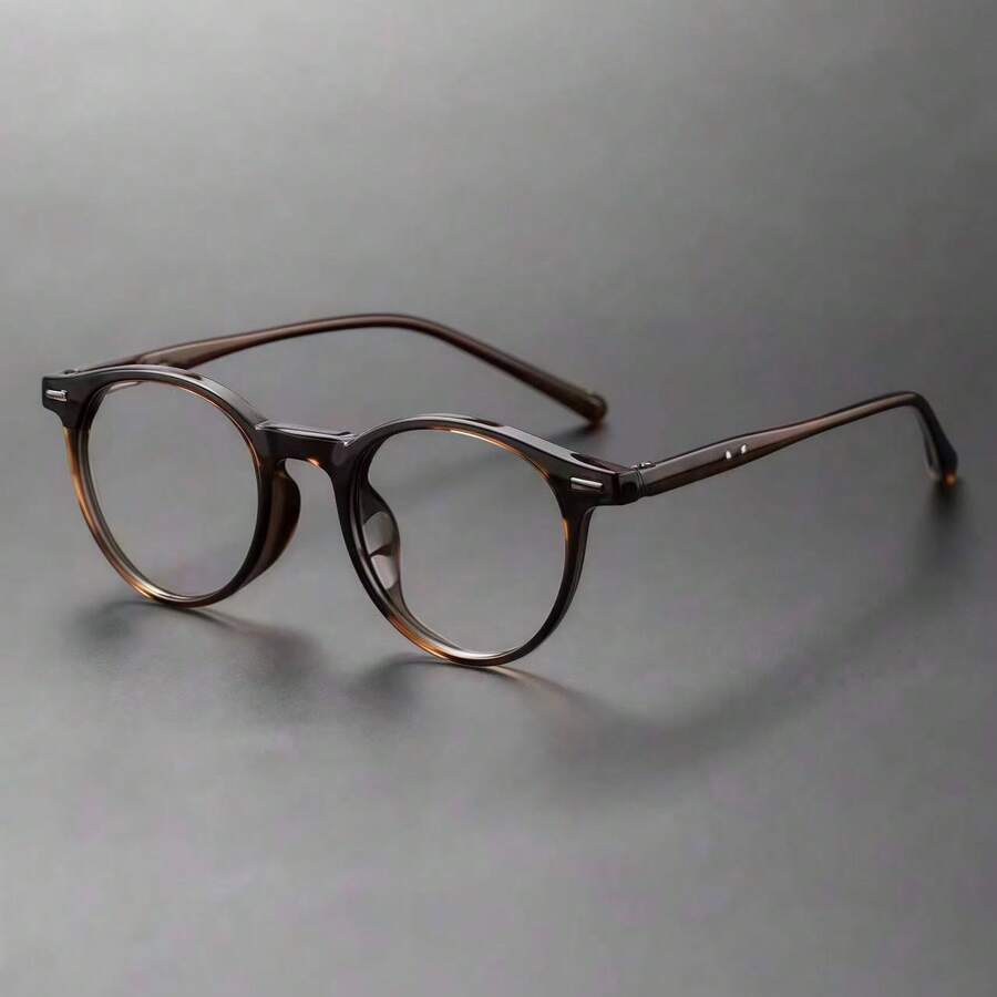 高端品牌经典手工圆形醋酸纤维光学眼镜，男士复古眼镜框，男士配饰，透明眼镜配件 - 彩色 - 查看 1
