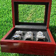 Football Goat Brady NE 2001 2003 2004 2014 2016 2018 6 World Champions Replica Rings Set With Wooden Box - Silver - View 2