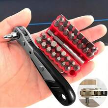 11pcs/34pcs Mini Ratchet Wrench Set, Straight Or Bent Handle Suitable For Narrow Space, Includes And Flat Head Screwdrivers, Hex And Star Bits, Double-Ended Wrenches, Reliable Hardware, Manual Tools, Mechanics - Screwdriver - View 11