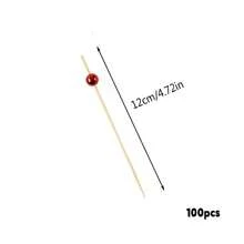 红珍珠竹签，竹制水果蛋糕签，开胃菜签，鸡尾酒签，适用于婚礼、生日、派对、毕业典礼、周年纪念日、晚宴、学校活动、圣诞节、万圣节、感恩节、新年等场合，厨房必备用具 - 紅色 - 查看 16