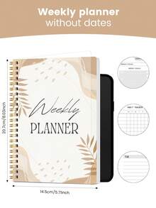 1本无日期周计划本，简约52周每日计划笔记本，带习惯追踪器、每日待办事项和每周目标，粉色笔记本，适用于办公室、学校和个人使用，办公桌适用。 - A5卡其色計劃本 - 查看 4