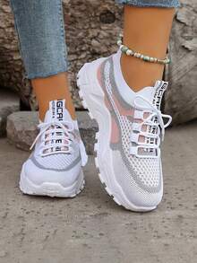 Lightweight Soft-Sole Sports Shoes, Breathable With Elastic Cushioning. Comfortable For Outdoor Activities And Daily Wear All Year Round. - Pink - View 3