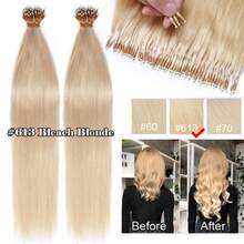 Thick Nano Ring Loop 100% Human Remy Hair Pre Bonded Keratin Fusion Tip Micro Bead Hair Extensions 1g/Strand 50g/Set Straight 14"16"18"20"22"24" #24 Natural Blonde #27 Dark Blonde #60 Platinum Blonde #613 Bleach Blonde - #613 Bleach Blonde - 查看 2