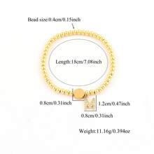 1件新款经典双面耶稣十字架字母吊坠金色串珠手链（女款） - 金黃色 - 查看 2