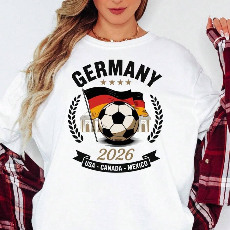 2026 World Cup Germany T-Shirt, Germany Soccer Ball Tee, ®, Gameday Shirt, Futbol Shirt, USA World Cup 2026 Unisex Tee - 白色 - 查看 1
