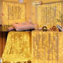 Đèn dây hoa trang trí tiệc cưới lãng mạn, đèn rèm LED điều khiển từ xa, 8 chế độ chiếu sáng, đèn dây sao chạy bằng USB cho phòng khách, phòng ngủ, sân khấu, trang trí trong nhà, đèn trang trí ngày lễ cho Eid, Lễ Phục Sinh, Ngày của Mẹ, Sinh nhật, Lễ đính hôn, Đám cưới. - Đèn rèm USB - Xem 11