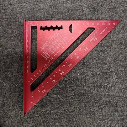 Precision Right Angle Ruler - 7-Inch Red Triangular Woodworking Ruler With Serrated Edge, Suitable For Woodworking, DIY, Home Decor, And Design Projects, Woodworking Accessories, Combination Square Measuring Tool, Wood Processing Tool
