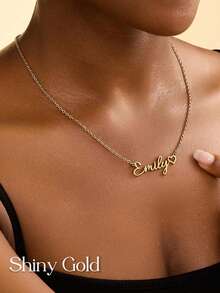 Customized Heart-Shaped Name Necklace, Personalized Delicate Gold Name Necklace, Minimalist Name Necklace, Gift For Daughter, Holiday Gift, Anniversary Gift - B - View 6