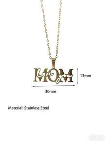 1件不锈钢“爱妈妈”字母吊坠项链，母亲节送给妈妈的礼物 - MOM - 查看 4