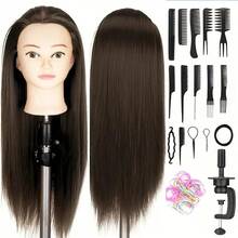 24 Inch Mannequin Head, Make Up Cosmetology Manikin Practice Doll Head With Hair, Braiding Hairdressing Head For Hair Styling With Table Clamp + DIY Hair Styling Set - View 5