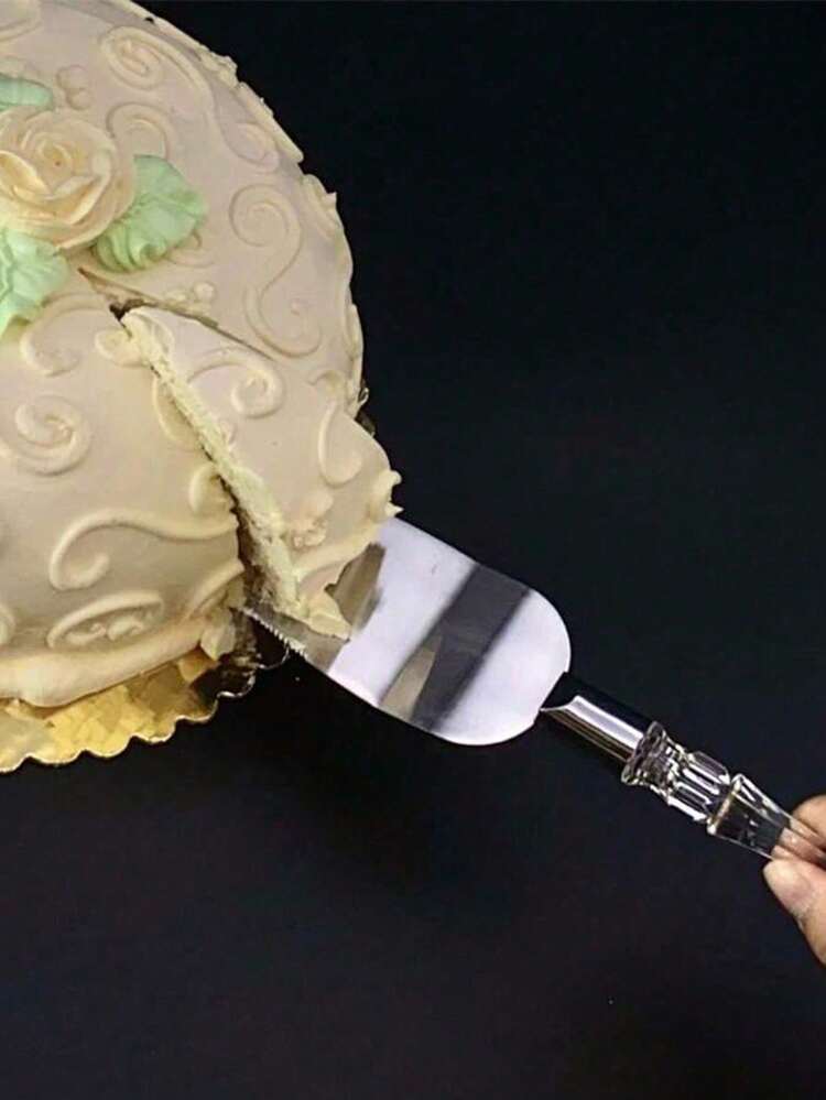 2pcs Wedding Cake Cutting Set, Includes Stainless Steel Cake Knife And Server With Acrylic Crystal-Like Handle, Suitable For Wedding, Bridal Shower, Anniversary, Housewarming, Birthday And Other Occasions - View 2