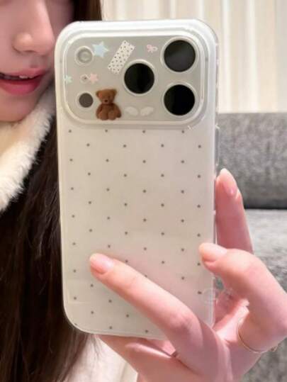 Cute Star Polka Dot Transparent Soft Phone Case For IPhone 17 ProMax 17 Pro 17 16 15 14 Pro Max, Shiny Anti-Drop Protective Cover, Gift Case