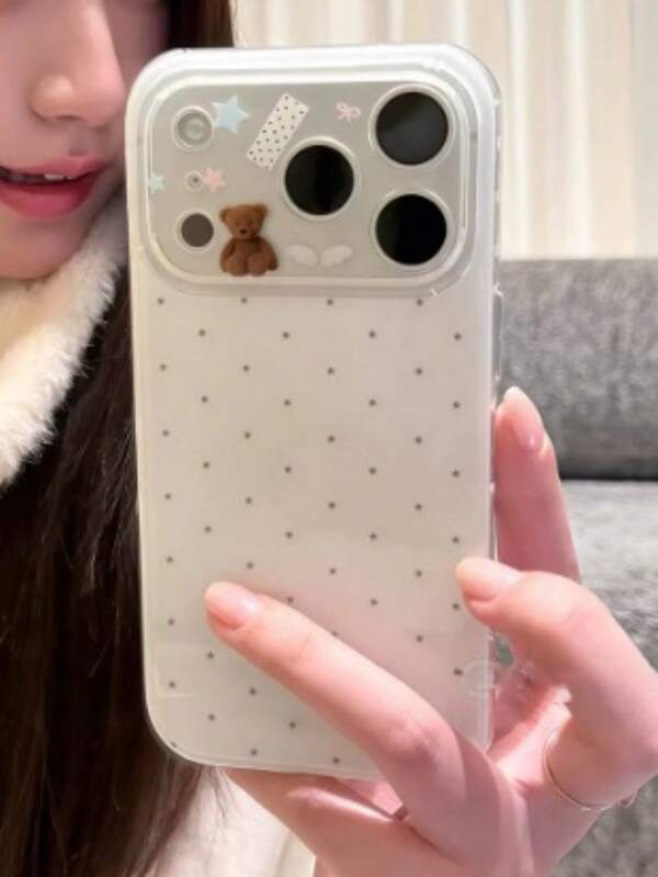 Cute Star Polka Dot Transparent Soft Phone Case For IPhone 17 ProMax 17 Pro 17 16 15 14 Pro Max, Shiny Anti-Drop Protective Cover, Gift Case