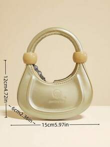 儿童新款新月手提包，时尚迷你包，适合小女孩，可作化妆包、零钱包、个性化精致小包、节日礼物、公主风休闲包，金色、银色、黑色、白色、粉色可选，可爱小包 - 彩色 - 查看 7