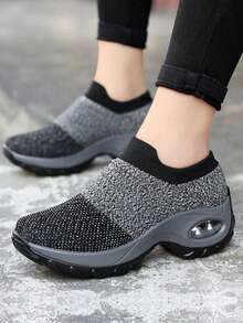 Women's Comfortable Sneakers With Air Cushion And Breathable Design For Walking And Daily Wear - 灰色 - 查看 4