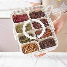Frascos de especias con 8 compartimentos y tapas, recipientes de almacenamiento de condimentos de plástico para la cocina - 1 pieza - Ver 13