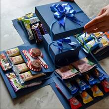 Caja sorpresa de explosión DIY con tapa con bisagras - Mecanismo de sorpresa de explosión, adecuado para cumpleaños, Día de San Valentín, Año Nuevo, Ramadán, propuesta, compromiso, fiesta y otras ocasiones - Caja de regalo con tema de fantasía (Caja trampa de explosión de papel) - Multicolor - Ver 2