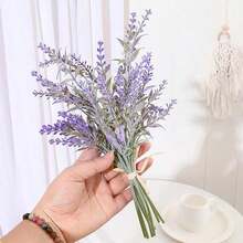仿真薰衣草花，丝绒植绒，适用于婚礼、家居餐桌摆饰 - 彩色 - 查看 1