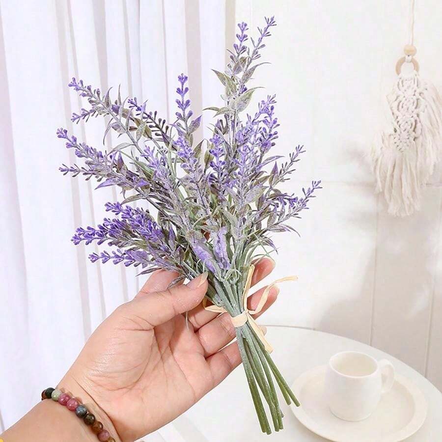 仿真薰衣草花，丝绒植绒，适用于婚礼、家居餐桌摆饰 - 彩色 - 查看 1