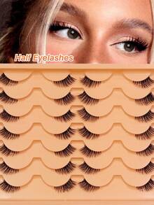 Rikuaild 14 Pairs Half Eye Cat Eye False Eyelashes, Fluffy Soft Natural Look With Clear Band, 3D Lashes Suitable For Eid Holiday, Party, Wedding, Bridesmaid, Travel, Vacation, Beach, Dating, Music Festival, Spring Day Makeup - Multicolor - View 2