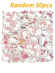 随机50张日系动漫主题3D立体卡通贴纸，可爱糖果、海豹、草莓兔女郎设计，手工奖励及教育贴纸，适用于剪贴簿、贺卡和DIY手工制作 - 彩色 - 查看 7