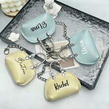 Customized Personalized Mini Handbag Pendant - A Cute Handbag Pendant With A Personalized Name, A Customized Mini Handbag Pendant With A Name - A Fashionable Handbag Pendant Suitable For Handbags, Backpacks And Keys, A Leather Personalized Handbag Pendant With A Silver Chain - Multicolor - View 4