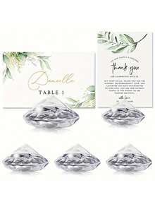 5pcs Acrylic Diamond Shaped Place Card Holders - Wedding Ceremony Supplies, Table Card Clips, Card Stands, Suitable For Weddings, Birthdays, Parties, Holidays, Baby Showers, Adds Festive Atmosphere To Events - Multicolor - View 11