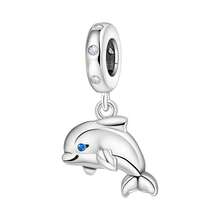 CYMYSS 1pc Minimalist Cute 925 Silver Plated Cubic Zirconia Dolphin Pendant, Gift Jewelry For Women, Valentine's Day/Birthday - Multicolor - View 7
