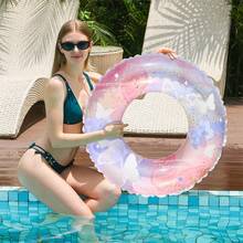 Glitter Butterfly Inflatable Swimming Ring, Floating Pool Tube - Multicolor - View 8