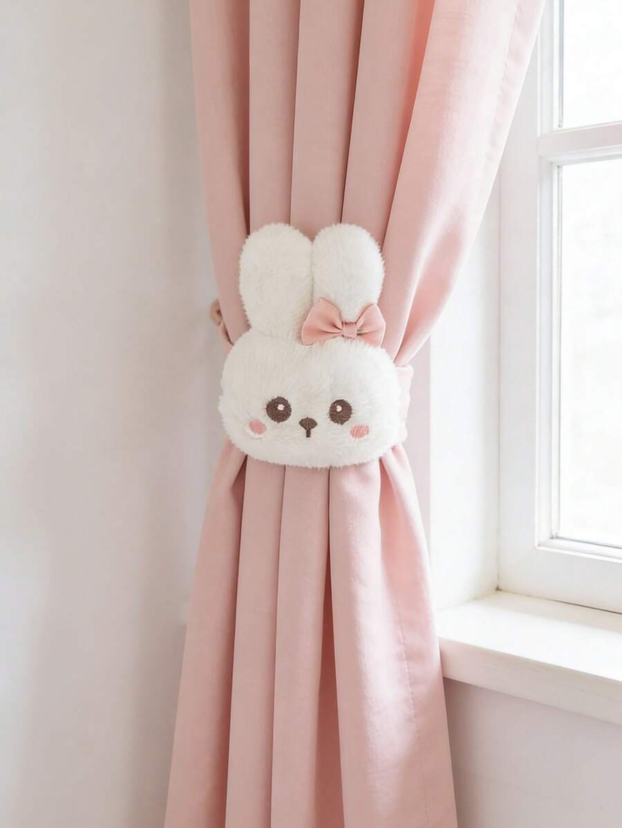 2 piezas/Juego Lindos Sujetadores de Cortina con Forma de Conejo de Poliéster Elástico para Decoración de Dormitorio y Guardería - Multicolor - Ver 1