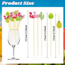 50/100pcs Summer Cocktail Picks Assorted Picks Tropical Cocktail Bamboo Toothpicks Flamingo Beach Backdrop Pineapple Handmade For Appetizers Food Drinks Luau Hawaii Beach Party - 5 Assorted - View 2