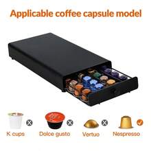 1 pieza Almohadilla aislante del calor, Caja de almacenamiento a prueba de polvo para cápsulas de café, Organizador de cápsulas de café con estilo de cajón, Adecuado para cafetería, cocina y oficina, Puede contener 40 cápsulas, Organización y almacenamiento del hogar, Útiles escolares - Multicolor - Ver 6