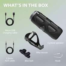 Avantree Cyclone - Altavoz portátil Bluetooth para Bicicleta con Soporte para Bicicleta Ranura para Tarjeta SD Audio Mejorado con Graves de 10 W y construcción a Prueba de Salpicaduras a Prueba de - como en la foto - Ver 7