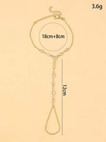 1件装奢华金色水钻多层手指手链，简约百搭精致首饰，女士礼物 - 金色 - 查看 3