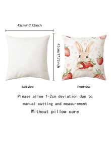 1个复活节兔子图案柔软舒适单面印花装饰枕套（不含枕芯），适用于卧室、客厅、沙发、派对装饰 - 彩色 - 查看 2