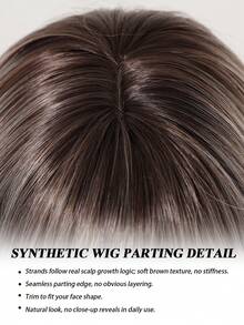 14英寸渐变金色合成假发，女士自然直发短假发，带刘海，适合日常、工作、派对等场合佩戴 - 漸變金色 - 查看 6