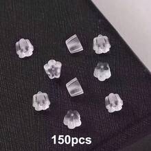 50pairs/100sets Or 150pairs/300sets Clear Silicone Plastic Ear Plugs, Diy Earring Post With Metal Ear Stud - Clear - View 12