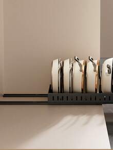 1PC Multi-Functional Pull-Out Kitchen Utensil Rack Is Suitable For Storing Pot Lids, Tableware, Cookware, Etc. Durable And Space-Saving, It Slides Out And Can Be Installed Inside Cabinets. Suitable For Home Kitchens, Restaurants, And Hotels. - Multicolor - View 9