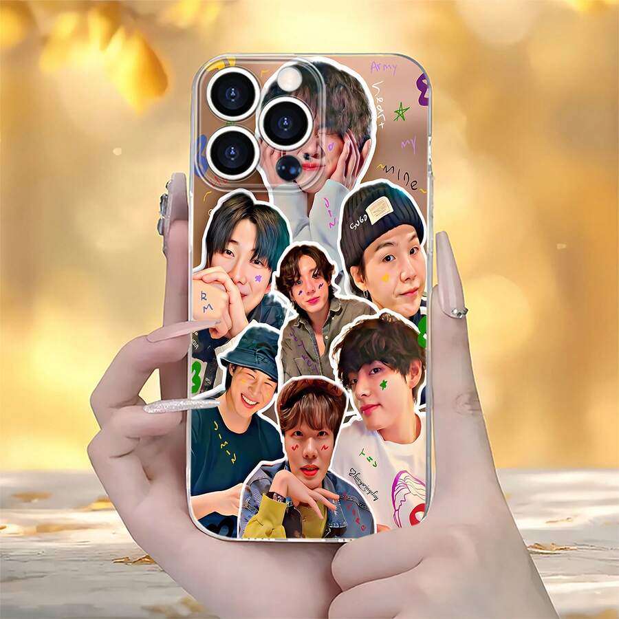 Selfie alegre de miembros de , tema colorido.funda de teléfono Fundas compatibles con ,Apple,VIVO,OPPO,,, y Honor.Fabricadas en silicona TPU,ofrecen protección contra golpes y caídas. - transparente - Ver 1