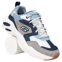 Skechers D'LITES 男士休闲系带运动鞋，舒适日常休闲运动鞋 237236-NVGY - 海軍藍色/灰色 - 查看 2
